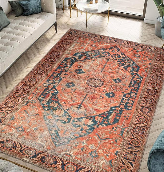 Keen Home Design 3x5 Rug - Machine Washable Entry Rug with Non-Slip Backing, Ideal for Enteryway, Kitchen, Bathroom, Laundry Room - Vintage, Easy Clean, Durable, Low Pile Rug - (3' x 5')