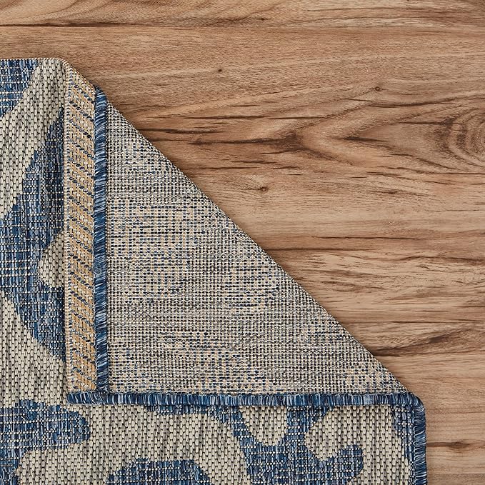 LR Home 2 x 3 Indoor/Outdoor Area Rug for Home Decor | Coastal Reef Carpet for Living Room, Bedroom, playroom, Patio, Garden | Modern Farmhouse Rug | Navy Blue/Gray