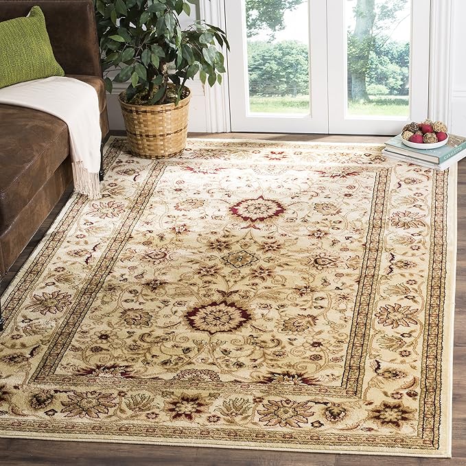 SAFAVIEH Lyndhurst Collection 3'3" Square Ivory / Ivory LNH212L Traditional Oriental Non-Shedding Living Room Bedroom Accent Rug