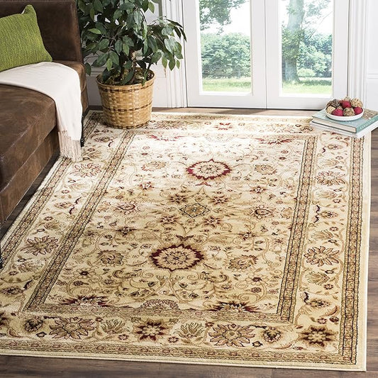 SAFAVIEH Lyndhurst Collection 3'3" Square Ivory / Ivory LNH212L Traditional Oriental Non-Shedding Living Room Bedroom Accent Rug