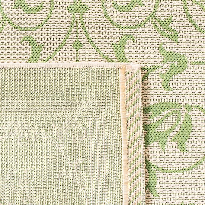SAFAVIEH Courtyard Collection Runner Rug - 2'3" x 8', Natural & Olive, Scroll Design, Non-Shedding & Easy Care, Indoor/Outdoor & Washable-Ideal for Patio, Backyard, Mudroom (CY2098-1E01)