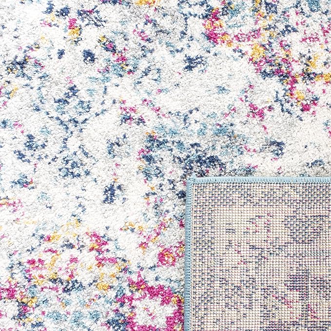 SAFAVIEH Madison Collection Runner Rug - 2'3" x 18', Navy & Teal, Boho Chic Distressed Design, Non-Shedding & Easy Care, Ideal for High Traffic Areas in Living Room, Bedroom (MAD611N)
