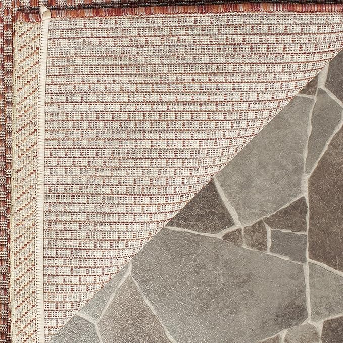 SAFAVIEH Courtyard Collection 8' x 10' Red/Beige CY8521 Indoor/ Outdoor Patio Backyard Mudroom Area Rug