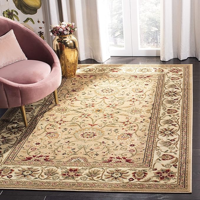 SAFAVIEH Lyndhurst Collection 5'3" Square Beige/Ivory LNH212D Traditional Oriental Non-Shedding Living Room Bedroom Area Rug