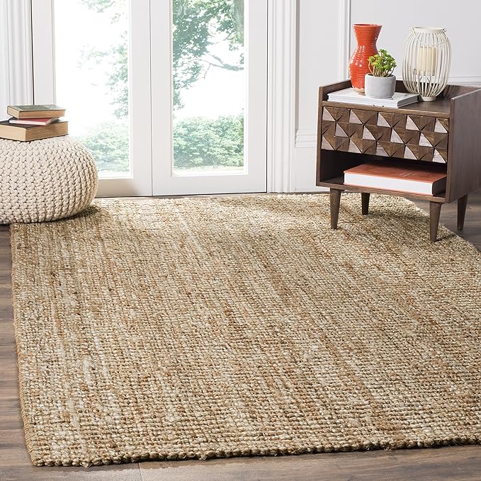 SAFAVIEH Natural Fiber Collection Area Rug - 10' x 14', Natural & Ivory, Handmade Chunky Textured Jute 0.75-inch Thick, Ideal for High Traffic Areas in Living Room, Bedroom (NF447N)
