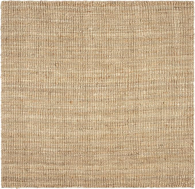SAFAVIEH Natural Fiber Collection Area Rug - 5' Square, Natural, Handmade Chunky Textured Jute 0.75-inch Thick, Ideal for High Traffic Areas in Living Room, Bedroom (NF447A)