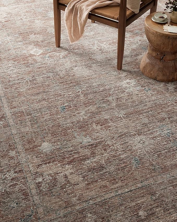 Loloi Magnolia Home by Joanna Gaines Millie Collection MIE-04 Brick/Fog 2'-7" x 14', .25" Pile Height, Runner Rug