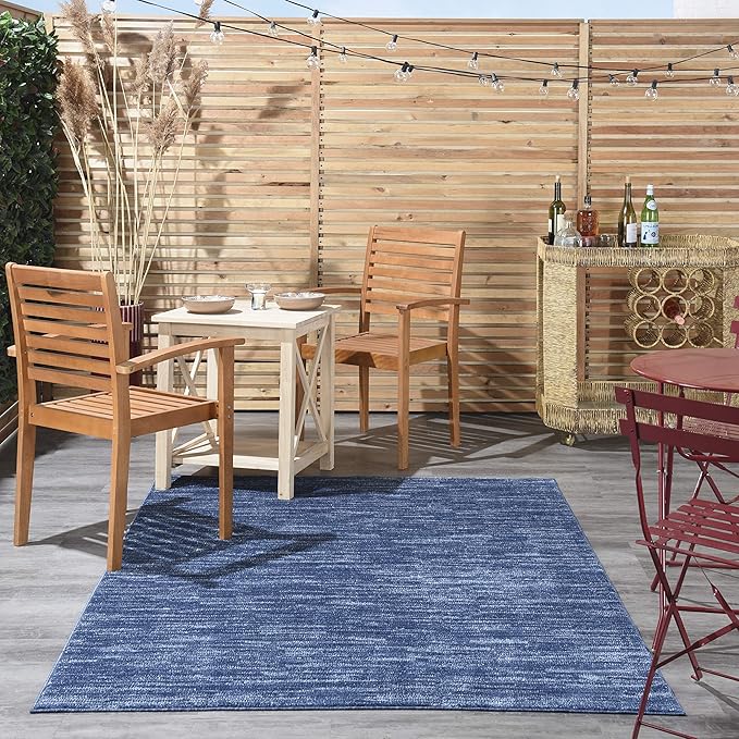 Nourison Essentials Indoor/Outdoor Navy Blue 6' x 9' Area Rug, Easy Cleaning, Non Shedding, Bed Room, Living Room, Dining Room, Backyard, Deck, Patio (6x9)