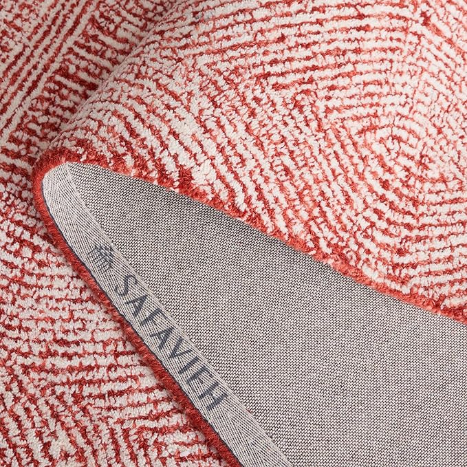 SAFAVIEH Abstract Collection Runner Rug - 8' Runner, Ivory & Red, Transitional Design, Ideal for High Traffic Areas in Hallway, Bathroom & Kitchen (ABT340Q-28)