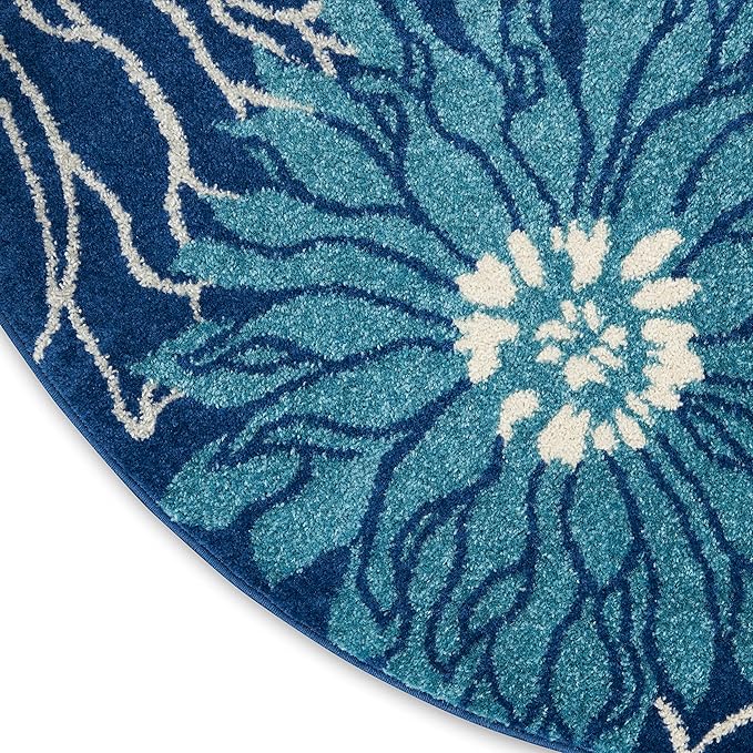 Nourison Passion 8' X Round Area Rugs with Navy and Ivory Finish 099446817679