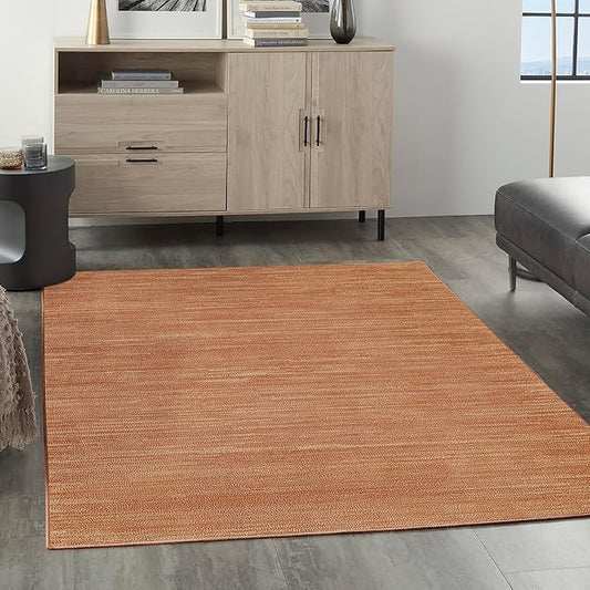 Nourison Essentials Indoor/Outdoor Rust 4' x 6' Area Rug, Easy Cleaning, Non Shedding, Bed Room, Living Room, Dining Room, Backyard, Deck, Patio (4x6)