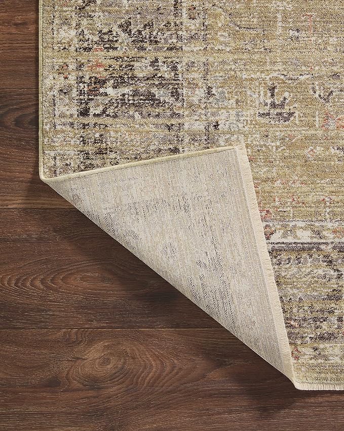 Loloi Magnolia Home by Joanna Gaines Millie Collection MIE-03 Gold/Charcoal 2'-7" x 8'-0", .25" Pile Height, Runner Rug