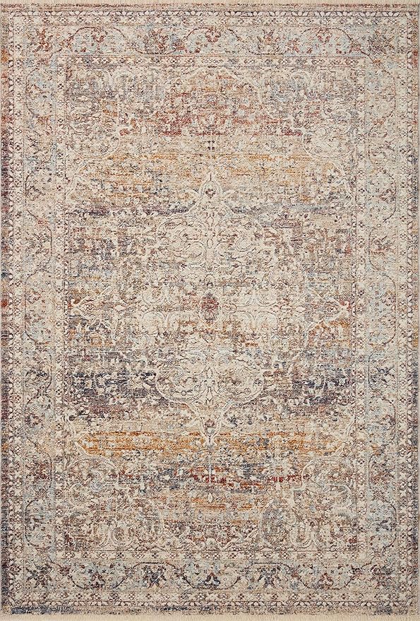 Loloi Sorrento Collection 9'-6" x 13'-1" Area Rug in Natural/Multi - Vintage Inspired Patterned Area Rug, Unique Area Rug for Living Room, Bedroom, Dining Area