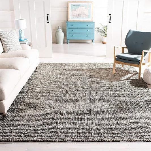 SAFAVIEH Natural Fiber Collection Area Rug - 9' x 12', Light Grey, Handmade Chunky Textured Jute 0.75-inch Thick, Ideal for High Traffic Areas in Living Room, Bedroom (NF447G)