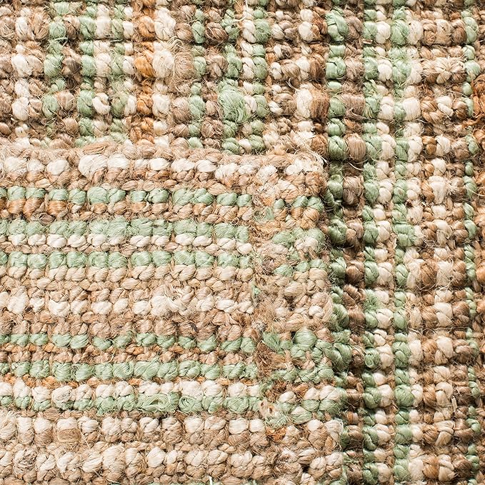 SAFAVIEH Natural Fiber Collection Runner Rug - 2'6" x 6', Sage & Natural, Handmade Chunky Textured Jute 0.75-inch Thick, Ideal for High Traffic Areas in Living Room, Bedroom (NF447S)