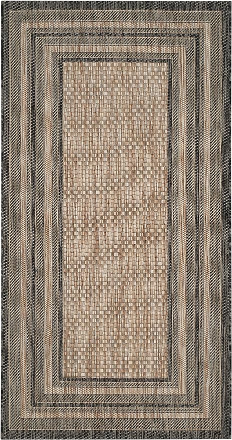 SAFAVIEH Courtyard Collection Accent Rug - 2'3" x 4', Natural & Black, Non-Shedding & Easy Care, Indoor/Outdoor & Washable-Ideal for Patio, Backyard, Mudroom (CY8475-37312)