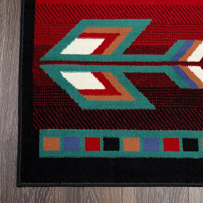 Home Dynamix Sagrada Southwest Area Rug 2x7 Black/Red/ Ivory