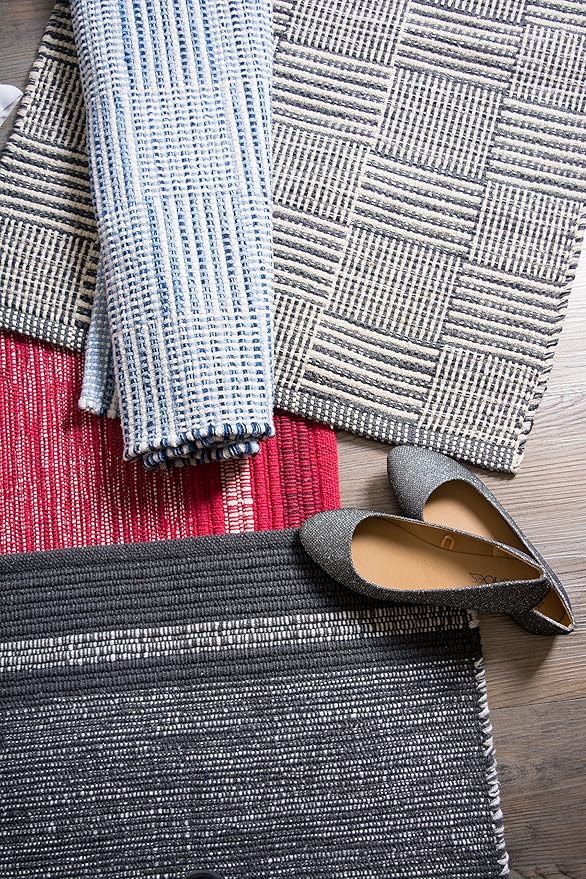 DII Variegated Recycled Yarn Modern Edge Stripe, 2x3', Gray (Pack of 2)