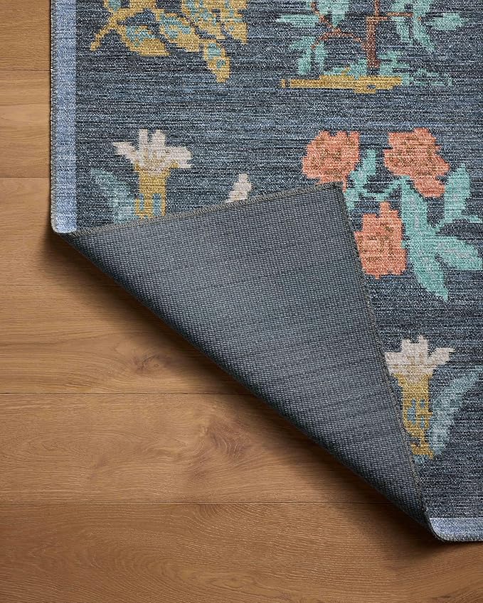 Loloi Rifle Paper Co. Rosa Collection RSA-03 Navy 2'-6" x 7'-6" Runner Rug