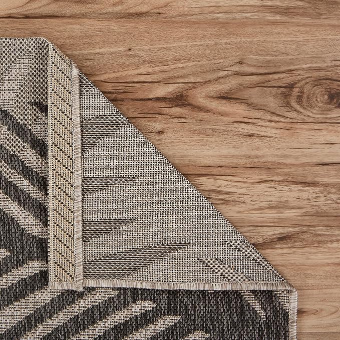 LR Home 3 x 5 Indoor/Outdoor Area Rug for Home Decor | Floral Carpet Suitable for Living Room, Bedroom, Playroom, Patio, Garden | Tropical Farmhouse Rug | Black/Gray