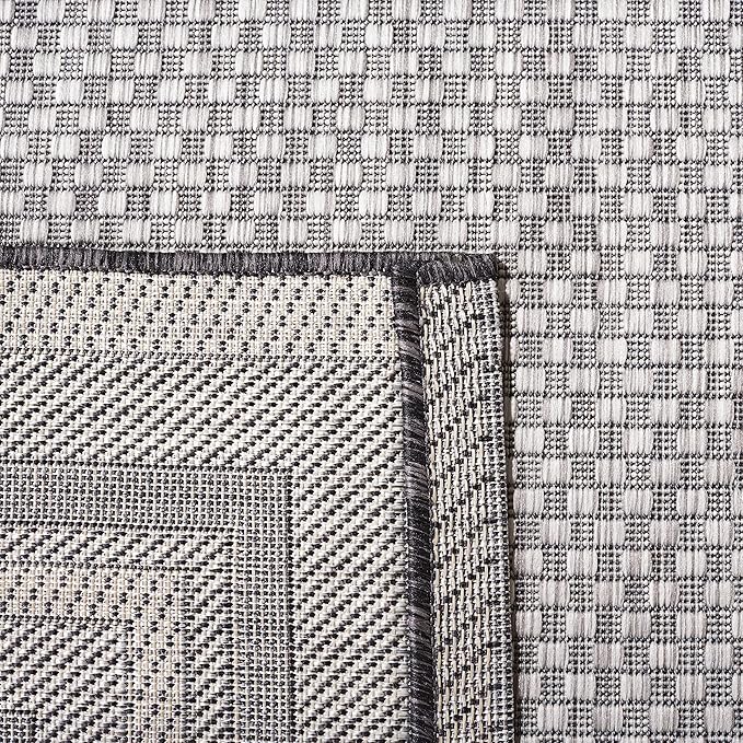 SAFAVIEH Courtyard Collection Runner Rug - 2'3" x 6'7", Light Grey & Black, Non-Shedding & Easy Care, Indoor/Outdoor & Washable-Ideal for Patio, Backyard, Mudroom (CY8475-37612)
