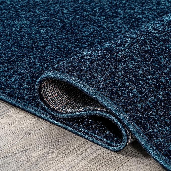 JONATHAN Y SEU100C-212 Haze Solid Low-Pile Indoor Runner Rug, Coastal, Bohemian, Minimalist, Classic, Casual for Bedroom,Kitchen,Living Room,Non Shedding,Easy-Washing, Blue, 2 X 12