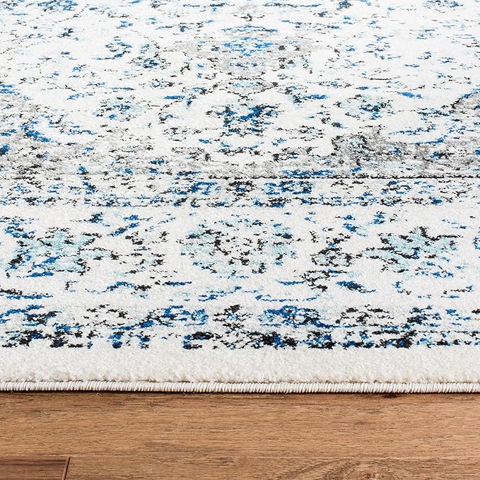 SAFAVIEH Evoke Collection Area Rug - 6'7" x 9', Ivory & Grey, Shabby Chic Oriental Medallion Design, Non-Shedding & Easy Care, Ideal for High Traffic Areas in Living Room, Bedroom (EVK220D)