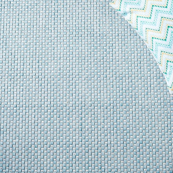 SAFAVIEH Courtyard Collection Accent Rug - 2'3" x 5', Aqua & Grey, Non-Shedding & Easy Care, Indoor/Outdoor & Washable-Ideal for Patio, Backyard, Mudroom (CY8521-37121)