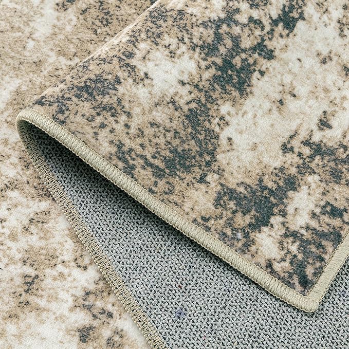 2x3 Entryway Rugs Brown Machine Washable Area Rug Entrance Door Mat Indoor Accent Rug Abstract Non Slip Low Pile Carpet Distressed Throw Rug for Kitchen Bedroom Office