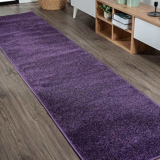 JONATHAN Y SEU100N-214 Haze Solid Low-Pile Indoor Runner Rug, Coastal, Bohemian, Minimalist, Classic, Casual for Bedroom,Kitchen,Living Room,Non Shedding,Easy-Washing, Purple, 2 X 14