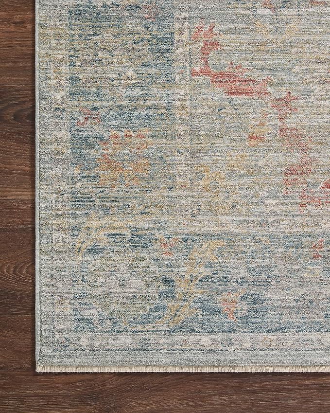 Loloi Magnolia Home by Joanna Gaines Millie Collection MIE-04 Slate/Multi 2'-7" x 10'-0", .25" Pile Height, Runner Rug
