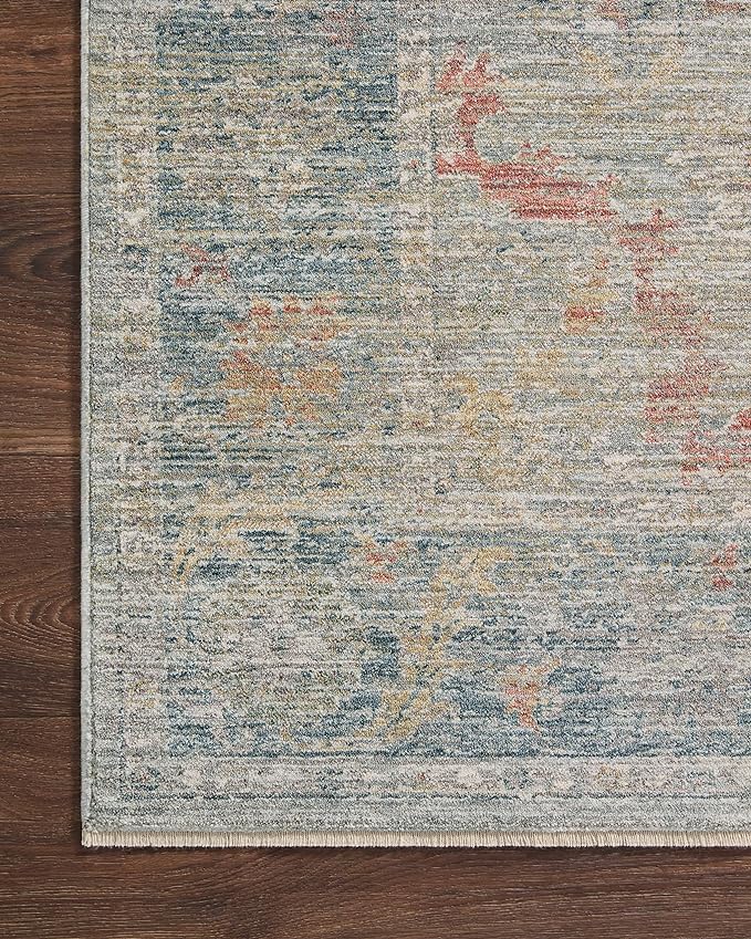 Loloi Magnolia Home by Joanna Gaines Millie Collection MIE-04 Slate/Multi 3'-6" x 5'-6", .25" Pile Height, Accent Rug