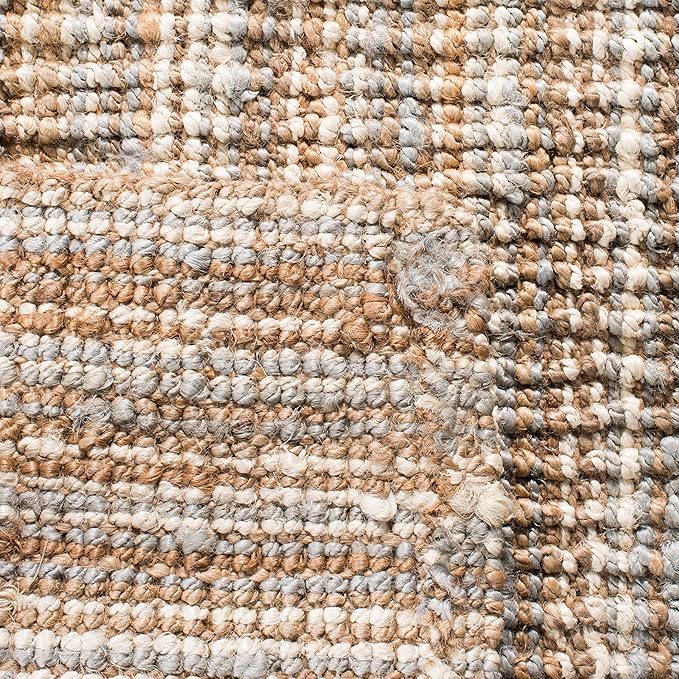 SAFAVIEH Natural Fiber Collection Runner Rug - 2'6" x 10', Grey & Natural, Handmade Chunky Textured Jute 0.75-inch Thick, Ideal for High Traffic Areas in Living Room, Bedroom (NF447K)
