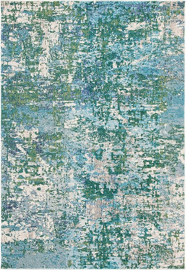 SAFAVIEH Madison Collection Area Rug - 10' x 14', Green & Turquoise, Modern Abstract Design, Non-Shedding & Easy Care, Ideal for High Traffic Areas in Living Room, Bedroom (MAD471Y)