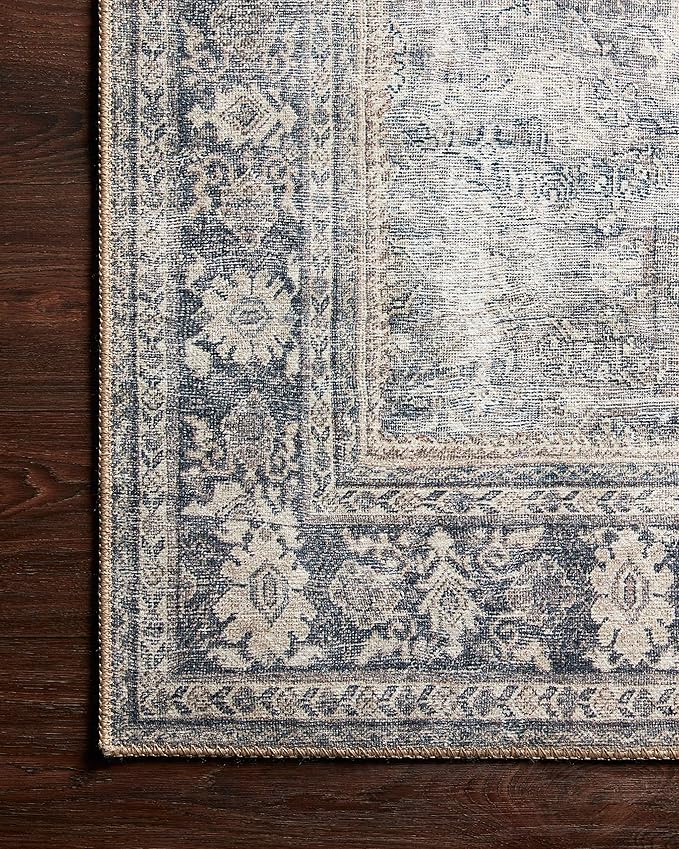 Loloi II Wynter Collection WYN-07 Grey/Charcoal 2'-0" x 5'-0", .13" Thick, Accent Rug, Soft, Durable, Printed, Vintage Inspired, Low Pile, Non-Shedding, Easy Clean, Living Room Rug