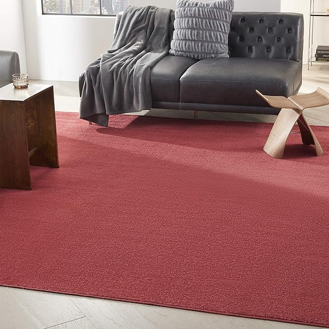 Nourison Essentials Indoor/Outdoor Brick Red 9' x Square Area Rug, Easy Cleaning, Non Shedding, Bed Room, Living Room, Dining Room, Backyard, Deck, Patio (9 Square)