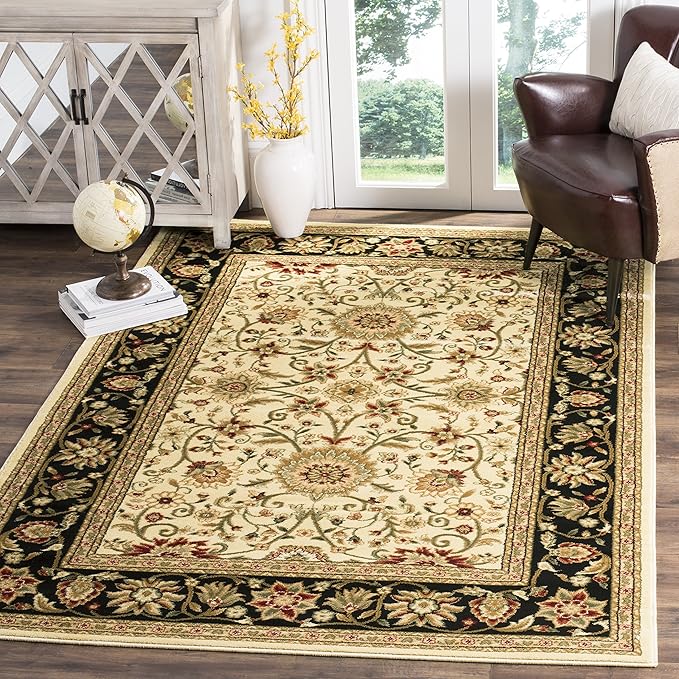 SAFAVIEH Lyndhurst Collection Area Rug - 6' x 9', Ivory & Black, Traditional Oriental Design, Non-Shedding & Easy Care, Ideal for High Traffic Areas in Living Room, Bedroom (LNH212B)