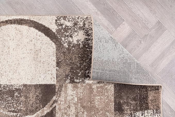 Rugshop Contemporary Abstract Circle Design Soft Runner Rug 2' x 7'2" Brown