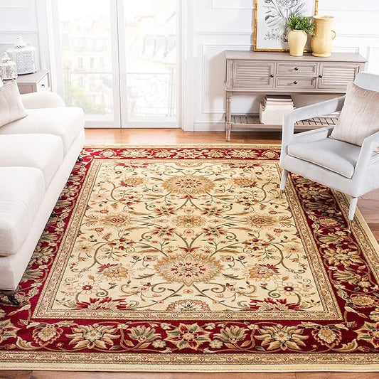 SAFAVIEH Lyndhurst Collection X-Large Area Rug - 11' x 15', Ivory & Red, Traditional Oriental Design, Non-Shedding & Easy Care, Ideal for High Traffic Areas in Living Room, Bedroom (LNH212K)