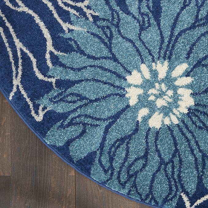 Nourison Passion 8' X Round Area Rugs with Navy and Ivory Finish 099446817679