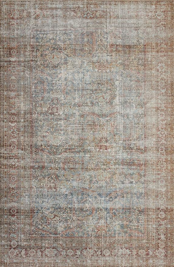 Loloi Chris Loves Julia Jules Collection JUL-05 Lagoon/Brick 3'-6'' x 5'-6'', .13" Pile Height, Accent Rug