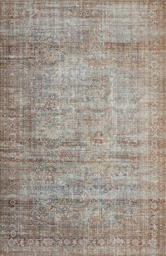 Loloi Chris Loves Julia Jules Collection JUL-05 Lagoon/Brick 8'-6'' x 11'-6'', .13" Pile Height, Area Rug