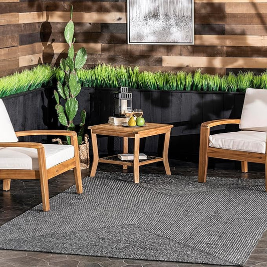 nuLOOM HJFV 12' x 18' Solid Hand Braided Indoor/Outdoor Area Rug, Pet-Friendly, High Traffic, Weather Resistant, for Patio, Balcony, Bedroom, Living, Dining Room, Wynn Charcoal