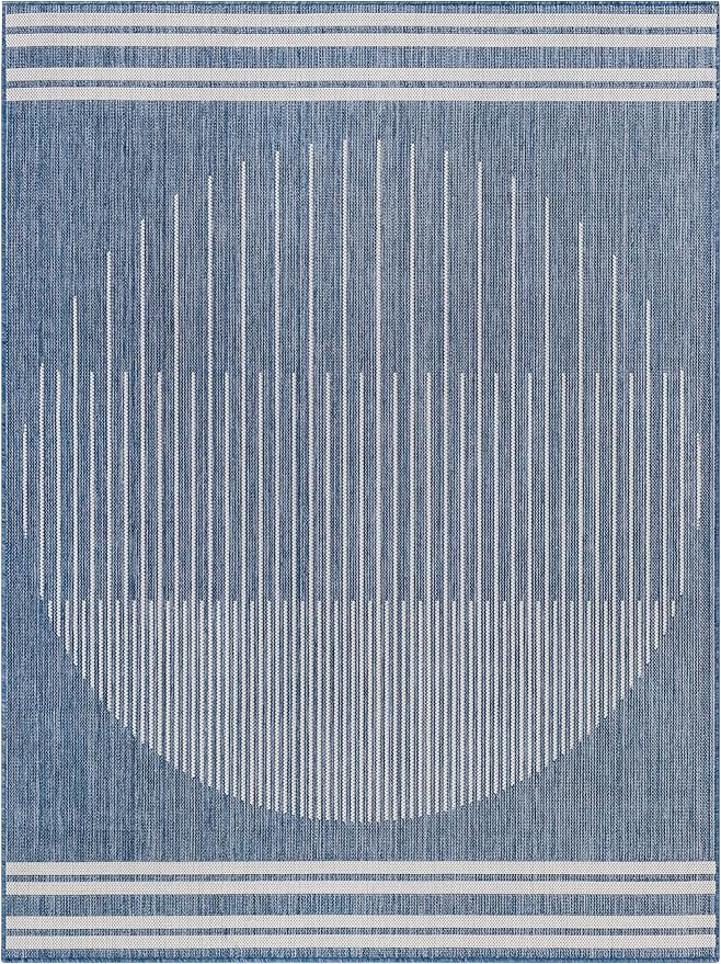Livabliss Long Beach Global Outdoor Area Rug, 2'7" x 7'3", Blue/Gray, (3' x 7')