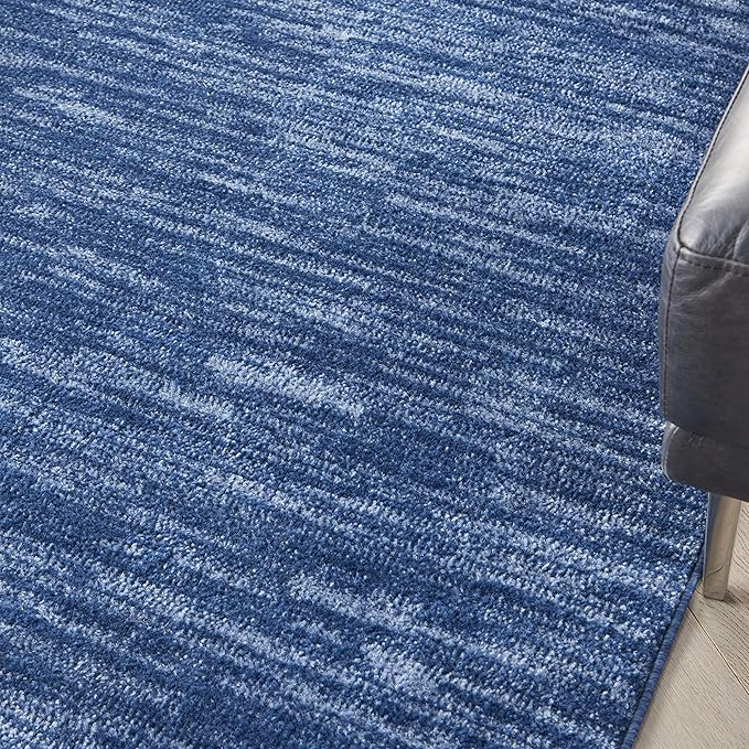 Nourison Essentials Indoor/Outdoor Navy Blue 5' x 7' Area Rug, Easy Cleaning, Non Shedding, Bed Room, Living Room, Dining Room, Backyard, Deck, Patio (5x7)