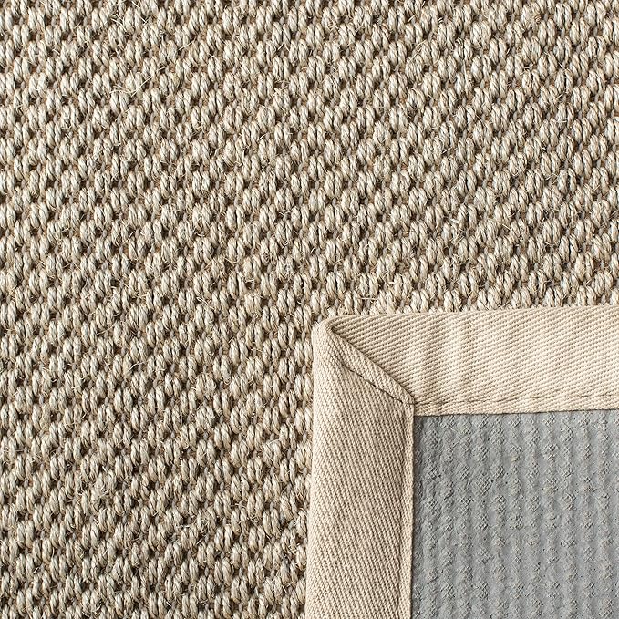 SAFAVIEH Natural Fiber Collection Area Rug - 5' x 8', Marble & Beige, Border Sisal Design, Easy Care, Ideal for High Traffic Areas in Living Room, Bedroom (NF143C)