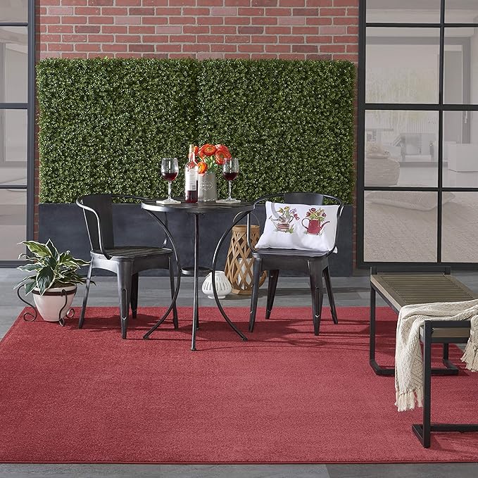 Nourison Essentials Indoor/Outdoor Brick Red 8' x 10' Area Rug, Easy Cleaning, Non Shedding, Bed Room, Living Room, Dining Room, Backyard, Deck, Patio (8x10)