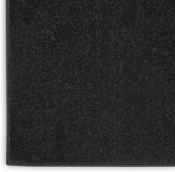 Nourison Essentials Indoor/Outdoor Black 2' x 6' Area Rug, Easy Cleaning, Non Shedding, Bed Room, Living Room, Dining Room, Backyard, Deck, Patio (2x6)