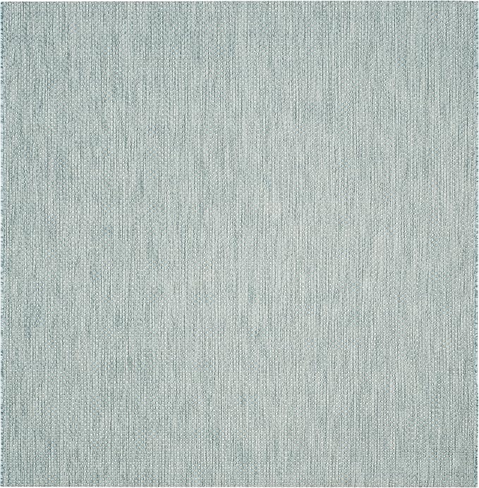 SAFAVIEH Courtyard Collection 7'1" Square Aqua/Grey CY8521 Indoor/ Outdoor Waterproof Easy Cleaning Patio Backyard Mudroom Area Rug