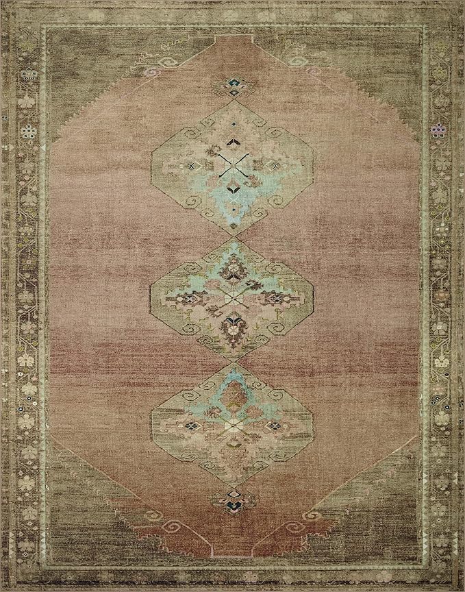 Loloi Magnolia Home by Joanna Gaines Sinclair Collection SIN-06 Clay/Tobacco 2'-3" x 9'-6", .25" Pile Height, Machine Washable, Runner Rug